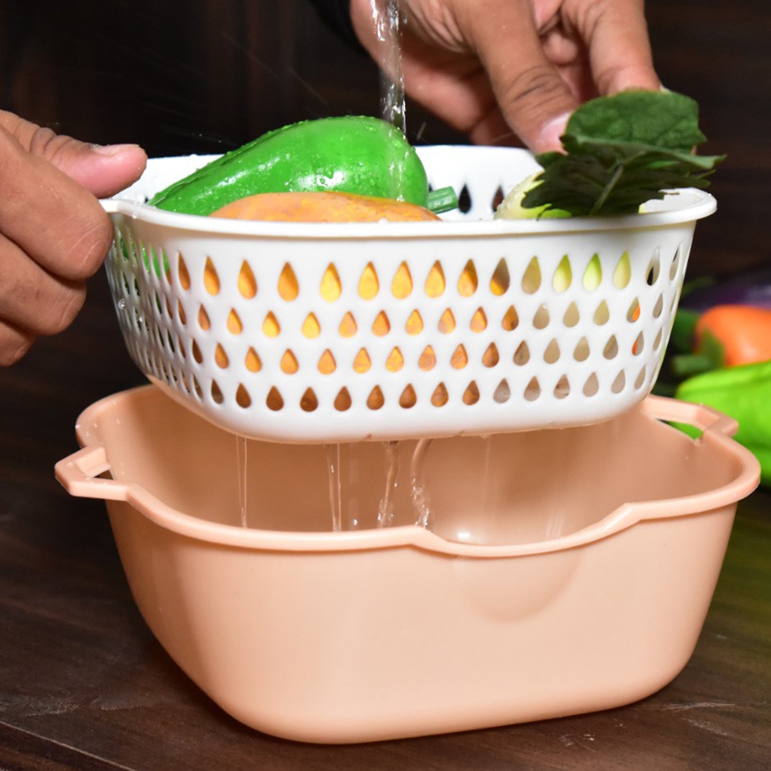 2785 2 In 1 Basket Strainer To Rinse Various Types Of Items Like Fruits, Vegetables Etc. DeoDap 2785 2 In 1 Basket Strainer To Rinse Various Types Of Items Like Fruits, Vegetables Etc. DeoDap